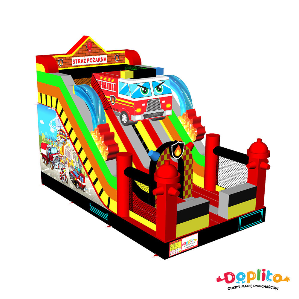 Podwójna dmuchana zjeżdżalnia Strażak