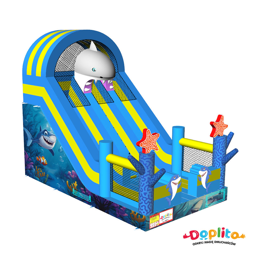 Podwójna dmuchana zjeżdżalnia Rekin