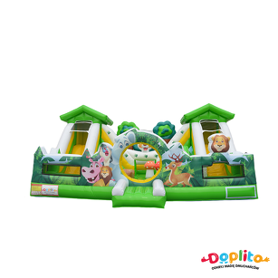 Dmuchany plac zabaw Zwierzęta z 2 zjeżdżalniami