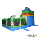 Dmuchany Plac zabaw Dżungla z ścianką wspinaczkową i zjeżdżalnią - nowy z tunelem