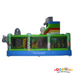 Dmuchany Plac zabaw Dżungla z ścianką wspinaczkową i zjeżdżalnią - nowy z tunelem