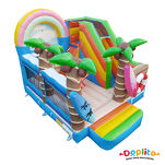 Dmuchaniec ze zjeżdżalnią  z motywem wakacyjnym