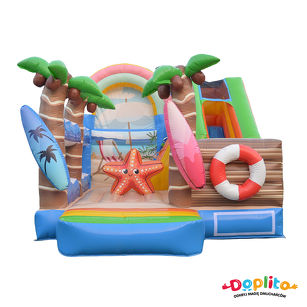 Dmuchaniec ze zjeżdżalnią  z motywem wakacyjnym